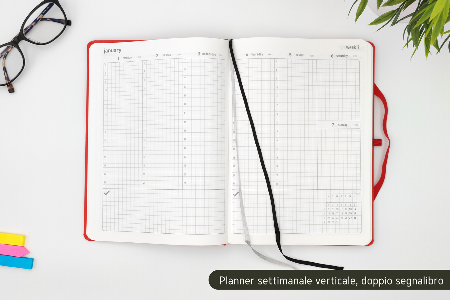 SMARTSQUARE® SETTIMANALE 2024 ROSSA